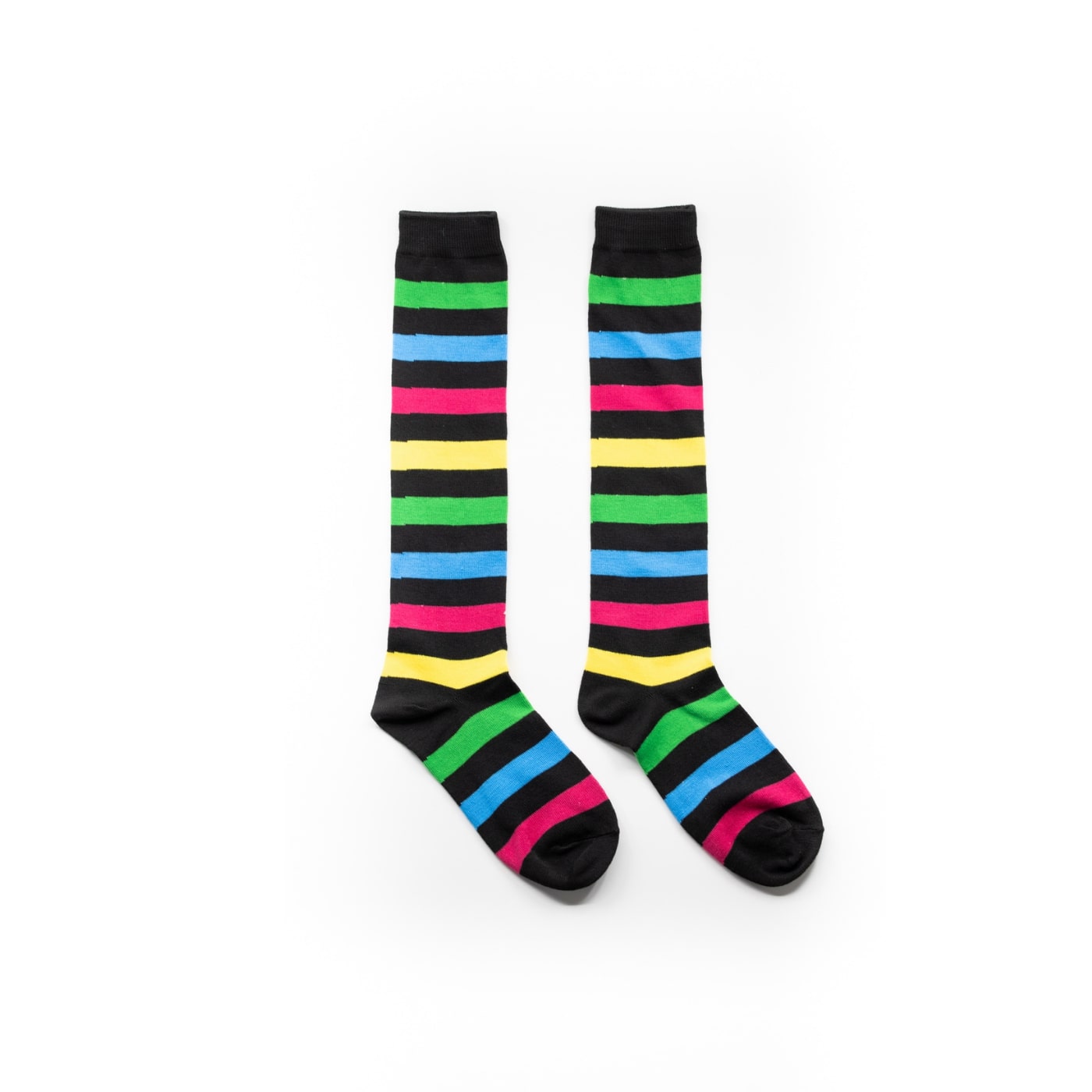 Black Stripe Knee High Socks by RainbowsAndFairies.com.au (Stripe Long Socks - Rainbow - Stockings - Colourful Socks - Vintage Inspired) - SKU: FW_SOCKS_STRIPE_BLA - Pic-02