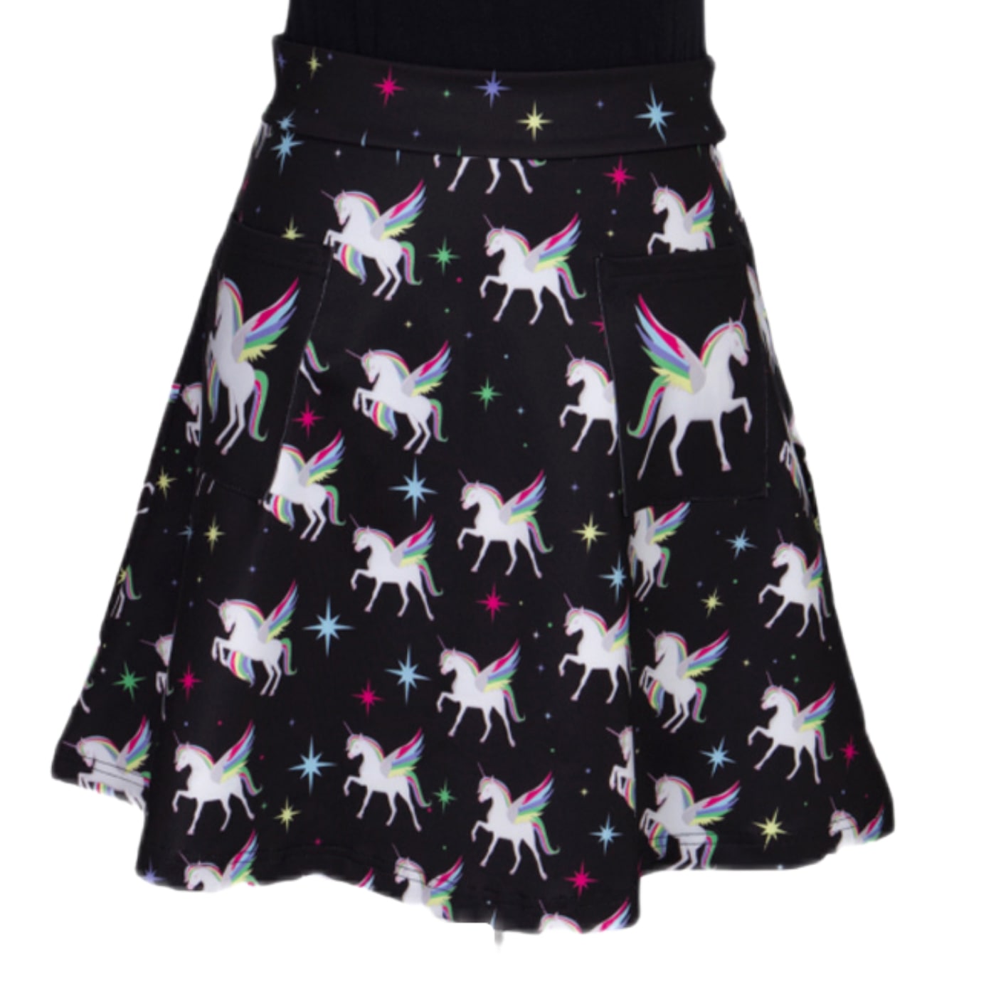 Blessing Short Skirt by RainbowsAndFairies.com.au (Unicorn - Winged Unicorn - Rainbow - Kitsch - Aline Skirt With Pockets - Vintage Inspired) - SKU: CL_SHORT_BLESS_ORG - Pic-02
