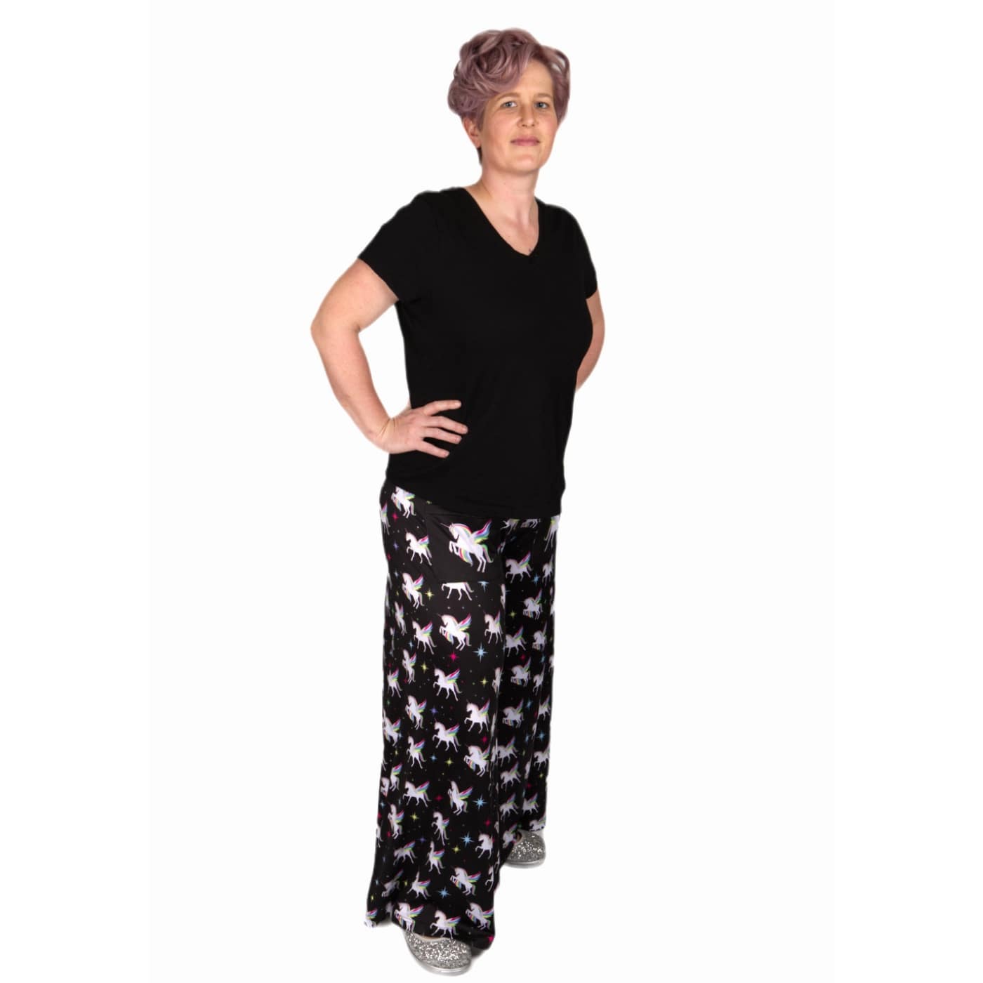 Blessing Wide Leg Pants by RainbowsAndFairies.com.au (Unicorn - Winged Unicorn - Rainbow - Pants With Pockets - Vintage Inspired - Flares) - SKU: CL_WIDEL_BLESS_ORG - Pic-04