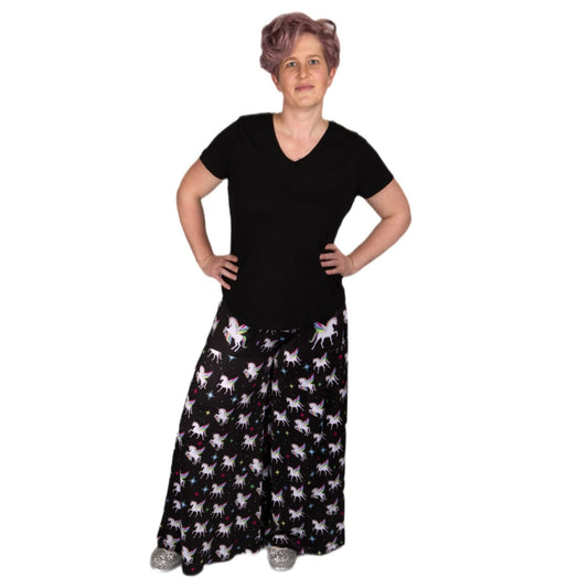 Blessing Wide Leg Pants by RainbowsAndFairies.com.au (Unicorn - Winged Unicorn - Rainbow - Pants With Pockets - Vintage Inspired - Flares) - SKU: CL_WIDEL_BLESS_ORG - Pic-05