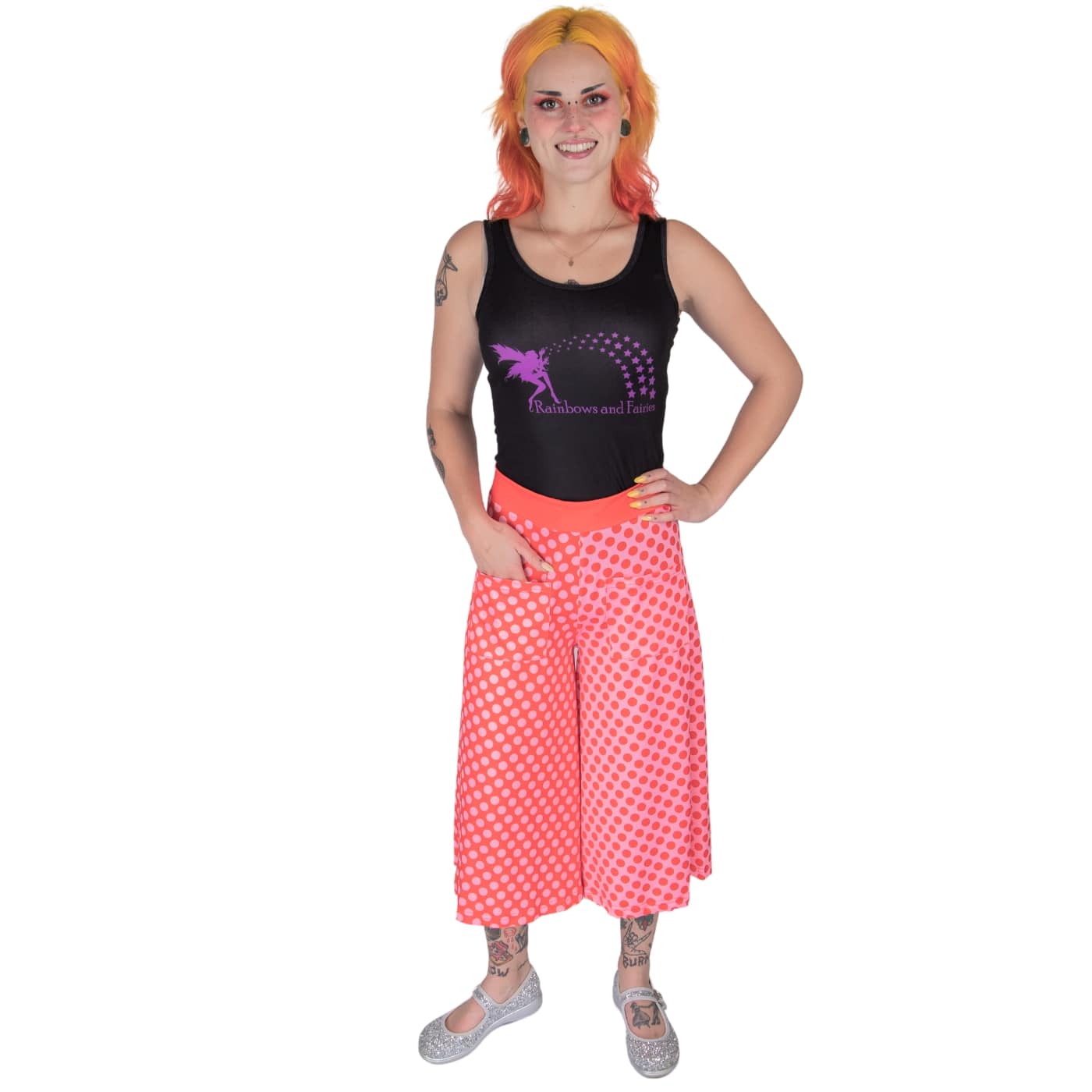 Blush Culottes by RainbowsAndFairies.com.au (Red Polka Dots - Pink Polka Dots - Pink & Red - 3 Quarter Pants - Wide Leg Pants - Vintage Inspired) - SKU: CL_CULTS_BLUSH_ORG - Pic-04