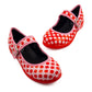 Blush Mary Janes by RainbowsAndFairies.com (Red Polka - Pink Polka - Minnie Mouse - Mismatched Shoes - Buckle Up Shoes - Cute Shoes) - SKU: FW_MARYJ_BLUSH_ORG - Pic 01