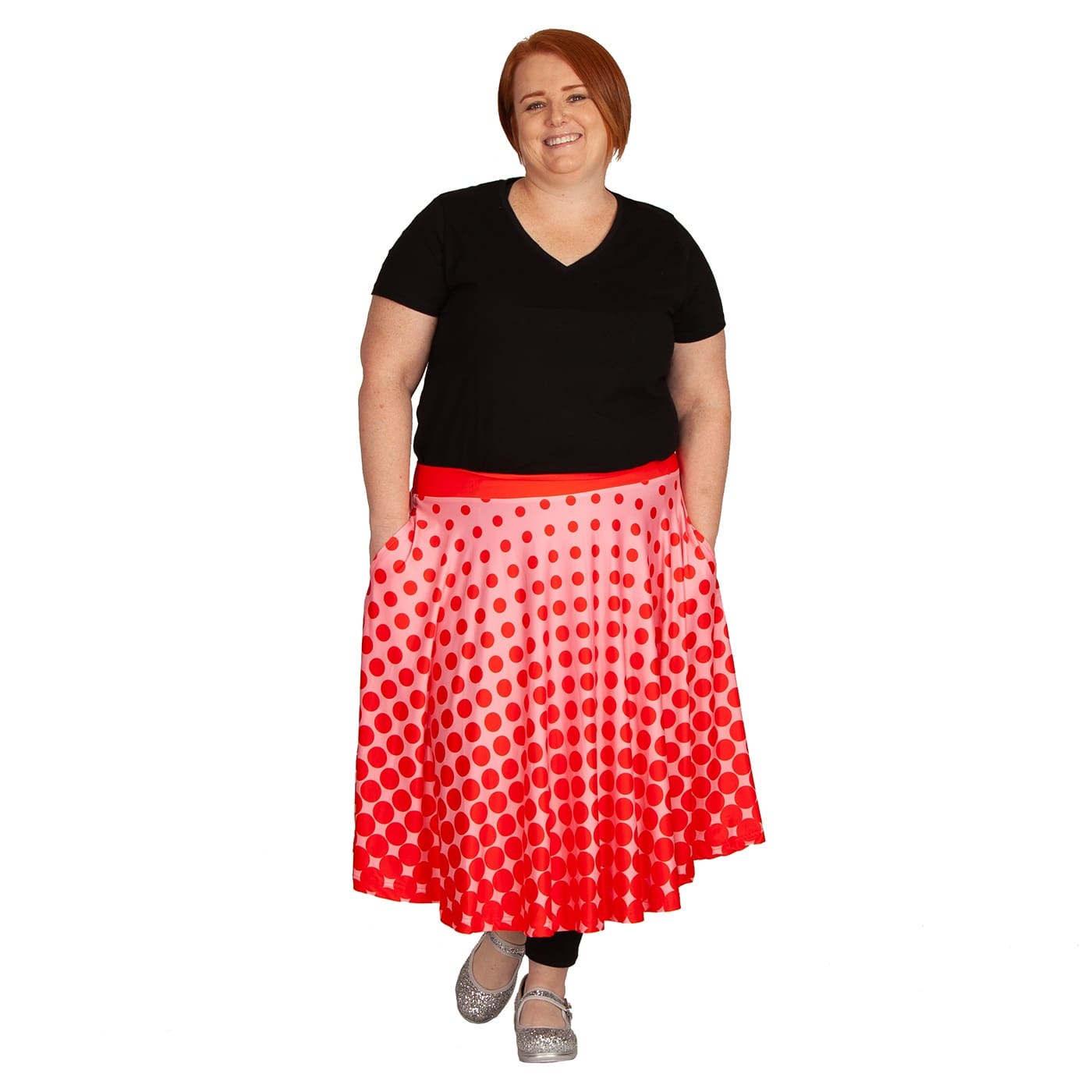Blush Swishy Skirt by RainbowsAndFairies.com.au (Pink & Red - Polka Dot - Spots - Kitsch - Circle Skirt With Pockets - Mod Retro) - SKU: CL_SWISH_BLUSH_ORG - Pic-07