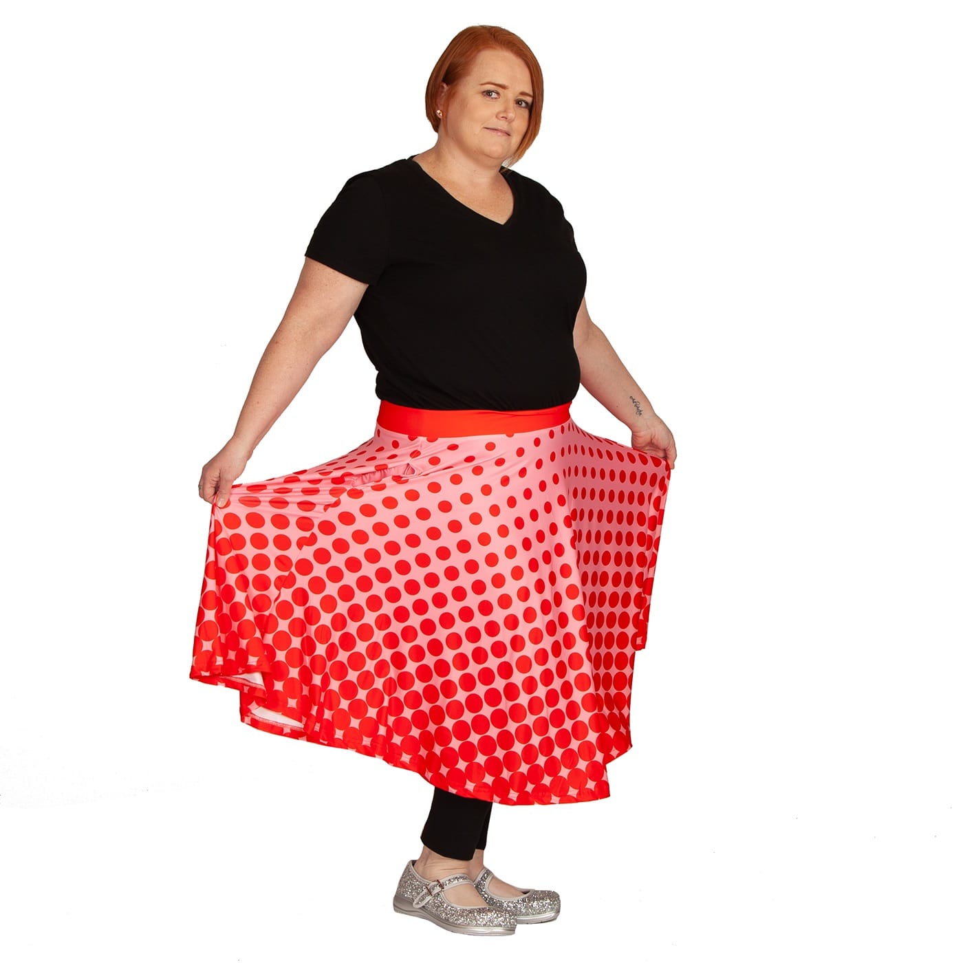 Blush Swishy Skirt by RainbowsAndFairies.com.au (Pink & Red - Polka Dot - Spots - Kitsch - Circle Skirt With Pockets - Mod Retro) - SKU: CL_SWISH_BLUSH_ORG - Pic-08