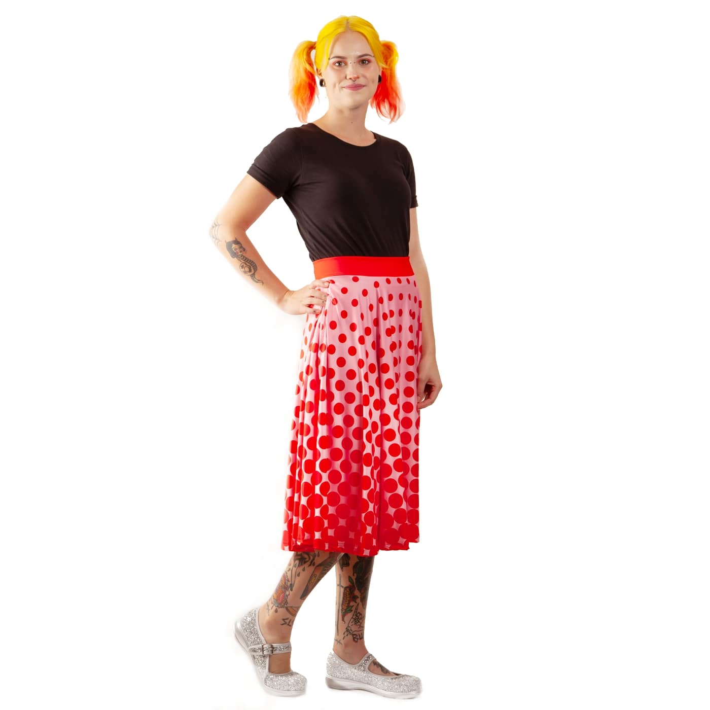 Blush Swishy Skirt by RainbowsAndFairies.com.au (Pink & Red - Polka Dot - Spots - Kitsch - Circle Skirt With Pockets - Mod Retro) - SKU: CL_SWISH_BLUSH_ORG - Pic-06