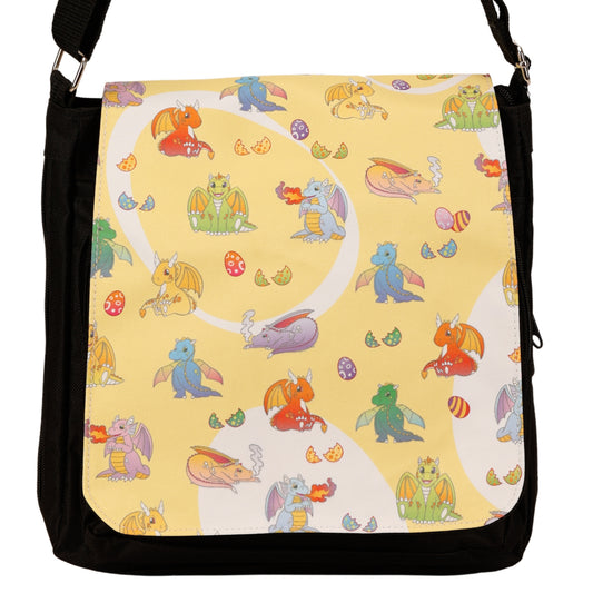Brood Messenger Bag by RainbowsAndFairies.com.au (Dragons - Baby Dragon - Satchel Bag - Interchangeable Cover - Handbag) - SKU: BG_SATCH_BROOD_ORG - Pic-02