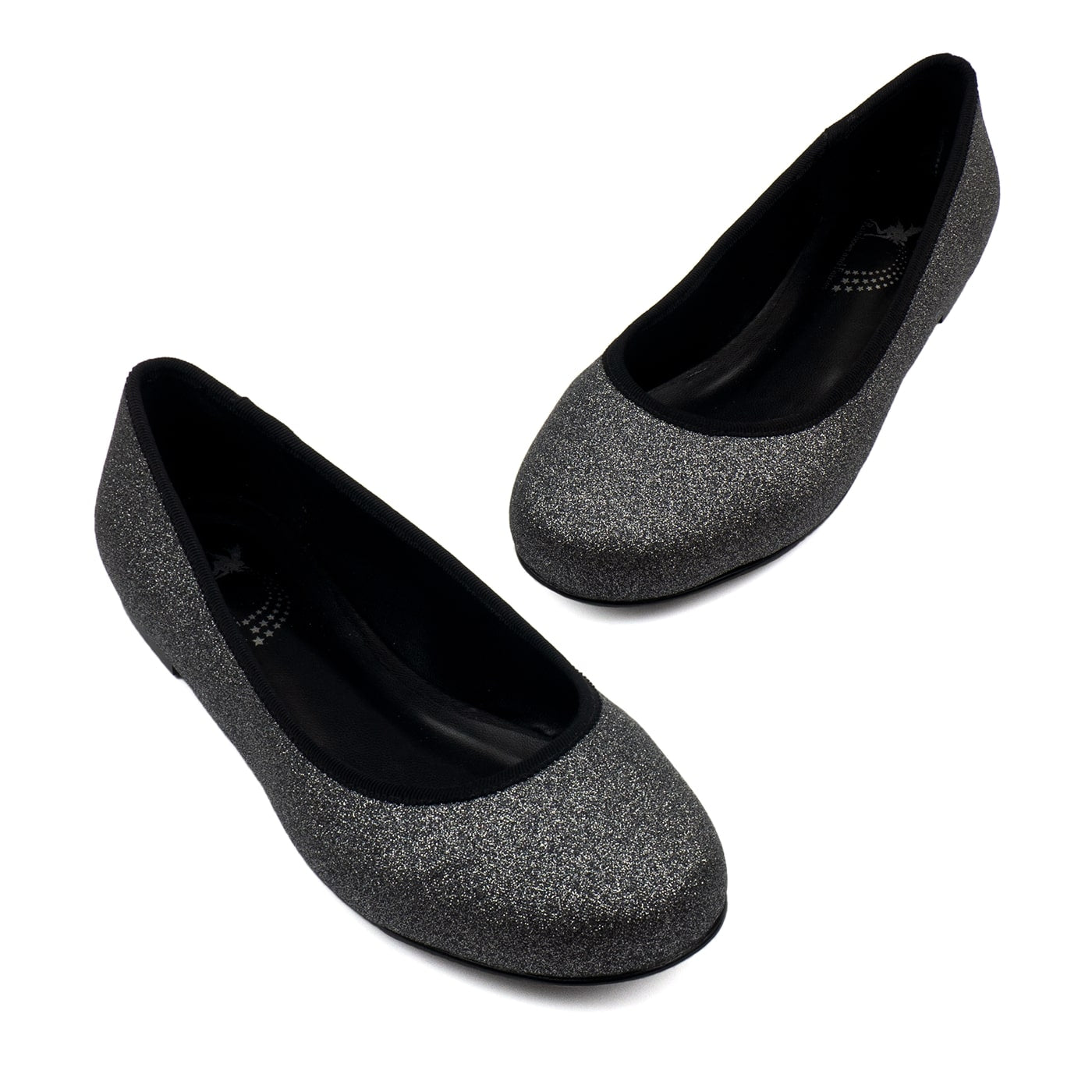 Celestial Ballet Flats by RainbowsAndFairies.com (Silver Glitter - Black - Sparkle - Slip Ons - Shoes) - SKU: FW_BALET_CELST_ORG - Pic 01