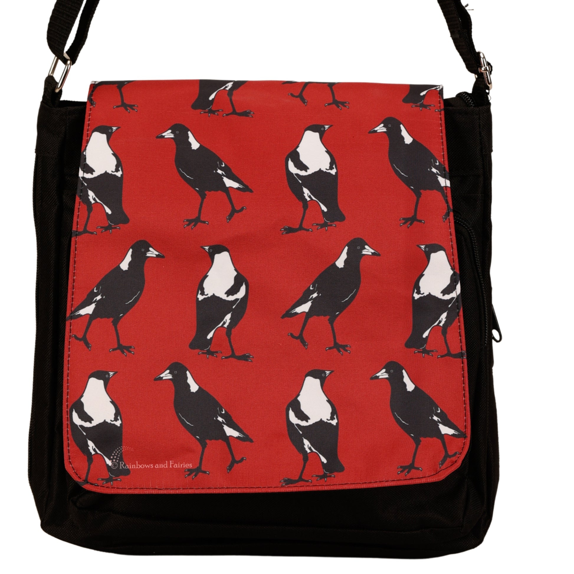 Charm Messenger Bag by RainbowsAndFairies.com.au (Magpie - Australian Birds - Wildlife - Satchel Bag - Interchangeable Cover - Handbag) - SKU: BG_SATCH_CHARM_ORG - Pic-02