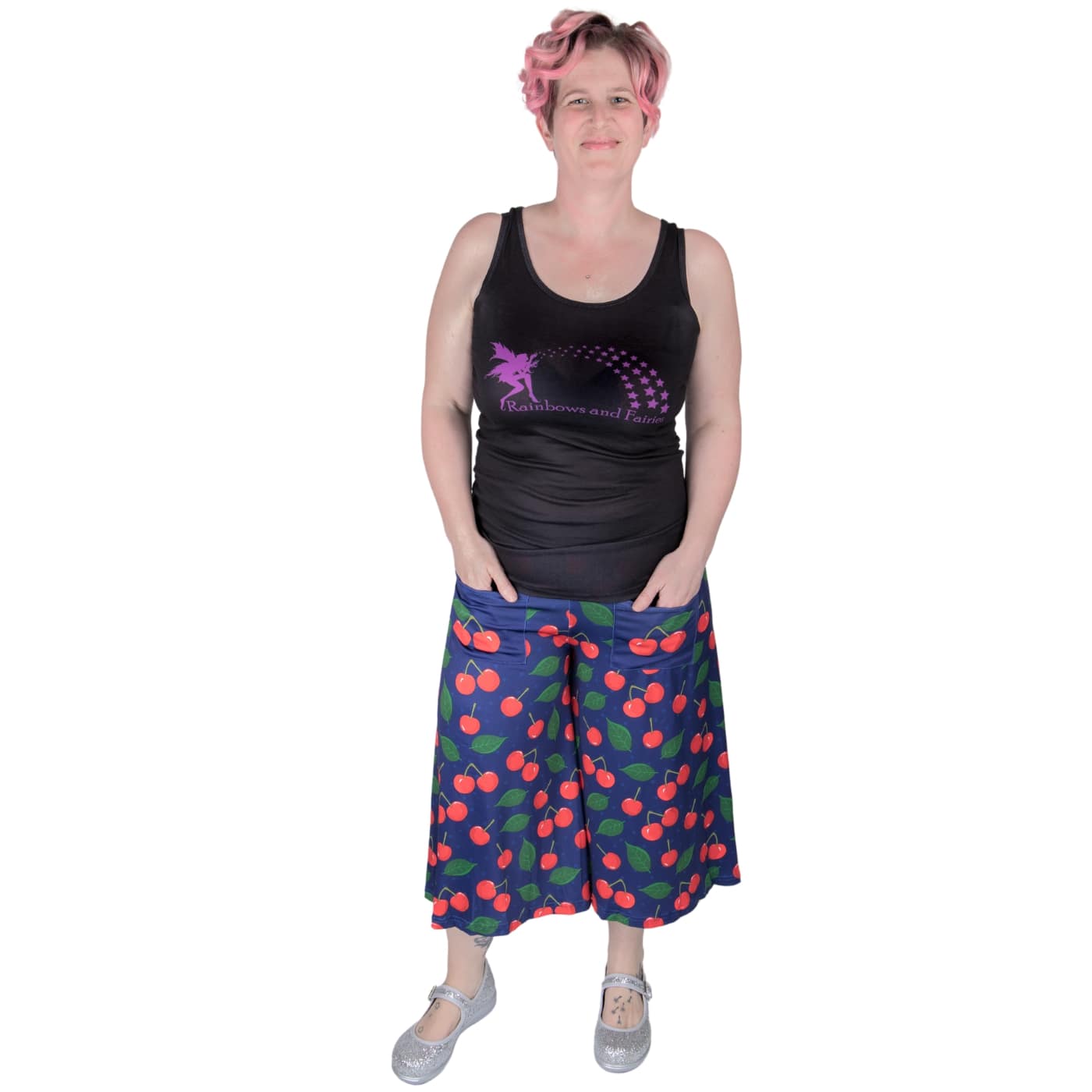 Cherry Culottes by RainbowsAndFairies.com.au (Cherries - Cherry Print - Rockabilly - 3 Quarter Pants - Wide Leg Pants - Kitsch - Vintage Inspired) - SKU: CL_CULTS_CHERR_ORG - Pic-04