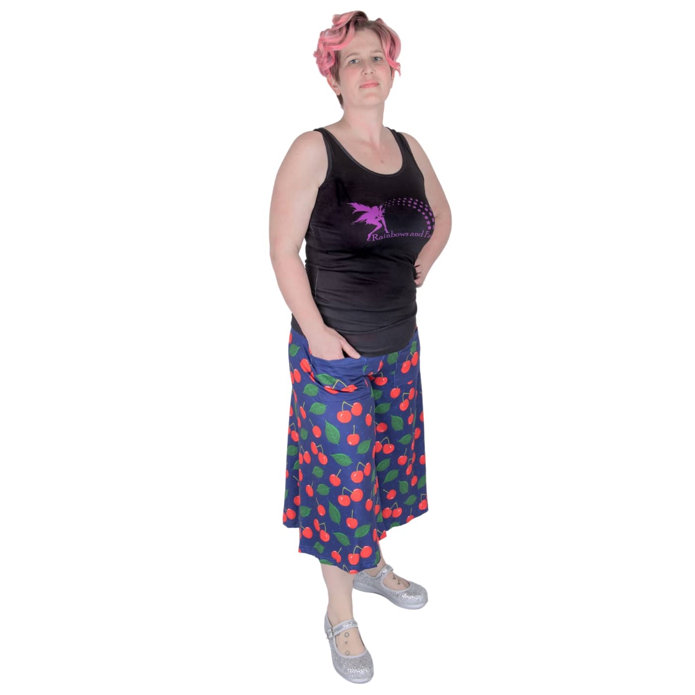 Cherry Culottes by RainbowsAndFairies.com.au (Cherries - Cherry Print - Rockabilly - 3 Quarter Pants - Wide Leg Pants - Kitsch - Vintage Inspired) - SKU: CL_CULTS_CHERR_ORG - Pic-05