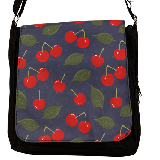 Cherry Messenger Bag by RainbowsAndFairies.com.au (Cherries - Cherry Print - Rockabilly - Satchel Bag - Interchangeable Cover - Handbag) - SKU: BG_SATCH_CHERR_ORG - Pic-02