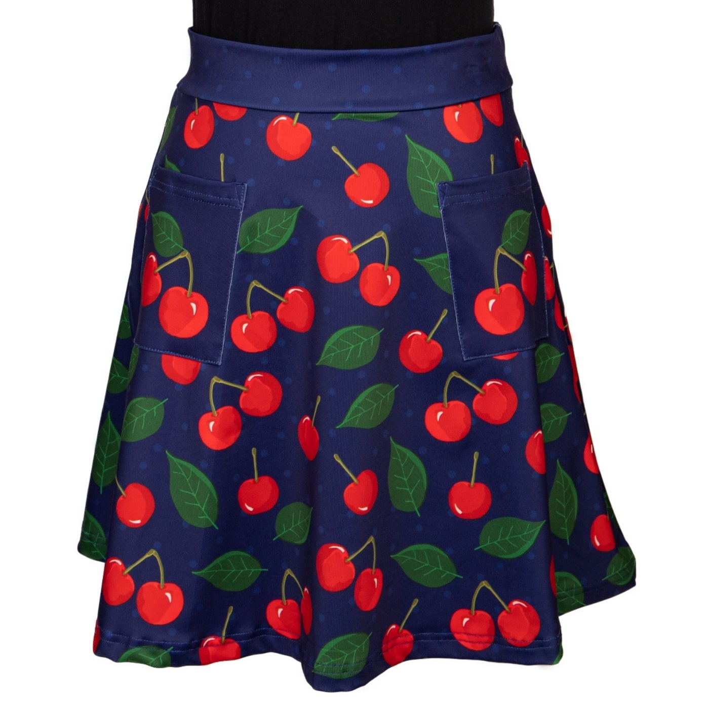 Cherry Short Skirt by RainbowsAndFairies.com.au (Cherries - Cherry Print - Rockabilly - Aline Skirt - Skirt With Pockets - Kitsch - Vintage Inspired) - SKU: CL_SHORT_CHERR_ORG - Pic-05