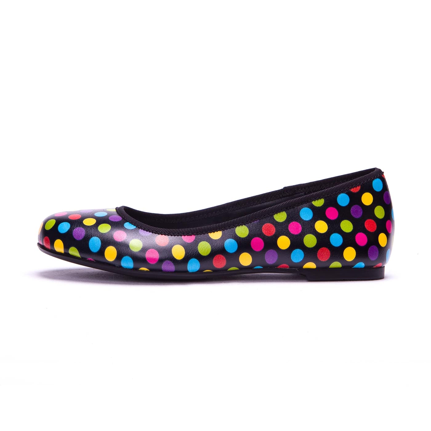 Confetti Ballet Flats by RainbowsAndFairies.com (Coloured Polka Dots - Multi Coloured - Rainbow - Quirky Shoes - Slip Ons - Comfy Flats) - SKU: FW_BALET_CONFT_ORG - Pic 03