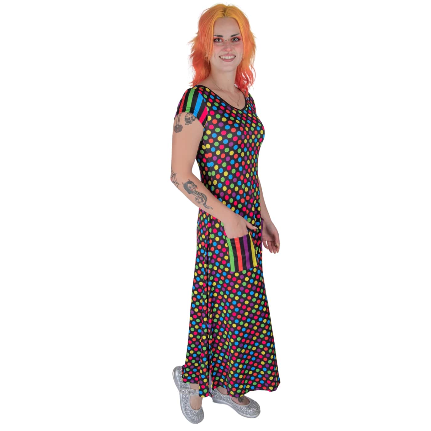 Confetti Maxi Dress by RainbowsAndFairies.com.au (Rainbow Spots - Polka Dots - Long Dress - Boho - Dress With Pockets - Vintage Inspired - Kitsch) - SKU: CL_MAXID_CONFT_ORG - Pic-04