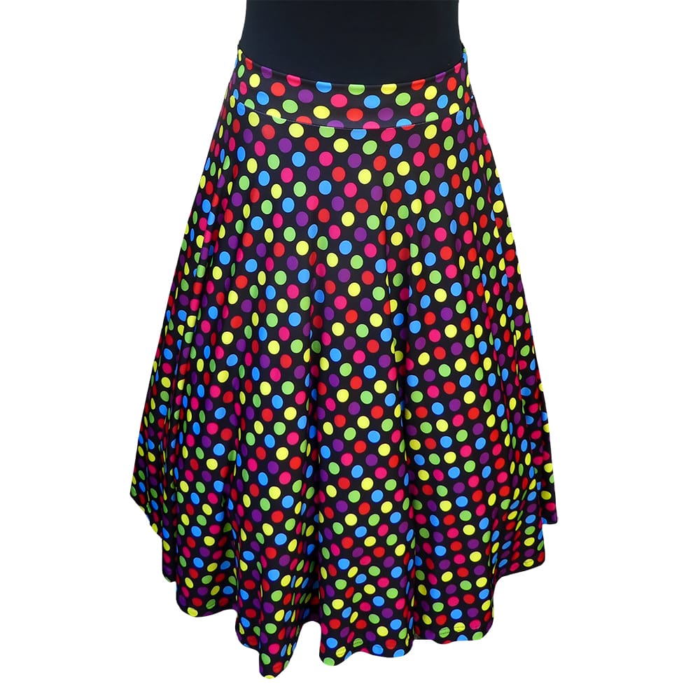 Confetti Swishy Skirt by RainbowsAndFairies.com.au (Rainbow Spots - Polka Dots - Colourful - Circle Skirt With Pockets - Mod Retro) - SKU: CL_SWISH_CONFT_ORG - Pic-01