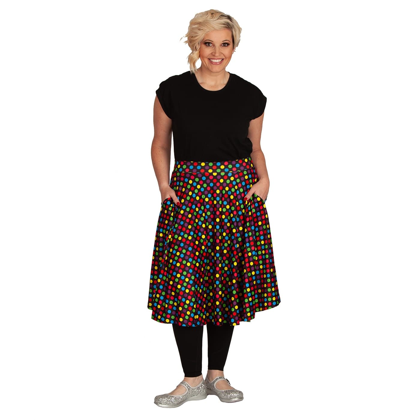 Confetti Swishy Skirt by RainbowsAndFairies.com.au (Rainbow Spots - Polka Dots - Colourful - Circle Skirt With Pockets - Mod Retro) - SKU: CL_SWISH_CONFT_ORG - Pic-07