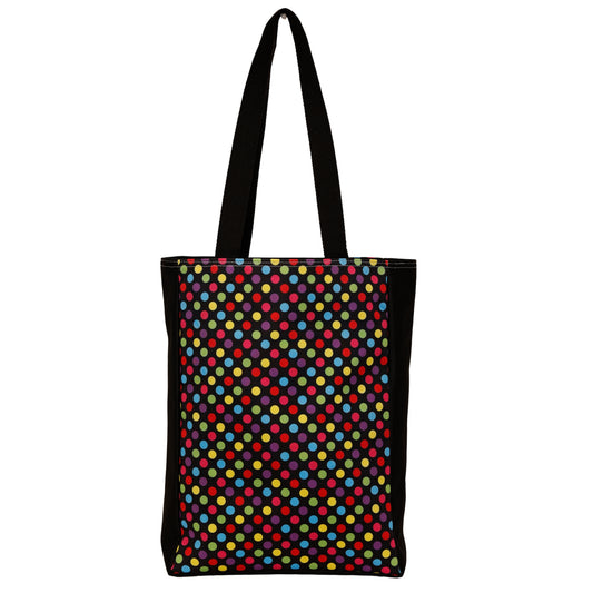 Confetti Tote Bag by RainbowsAndFairies.com (Rainbow - Polka Dots - Stripes - Handbag - Shoulder Bag - Carry All - Vintage Inspired - Kitsch) - SKU: BG_TOTES_CONFT_ORG - Pic 01