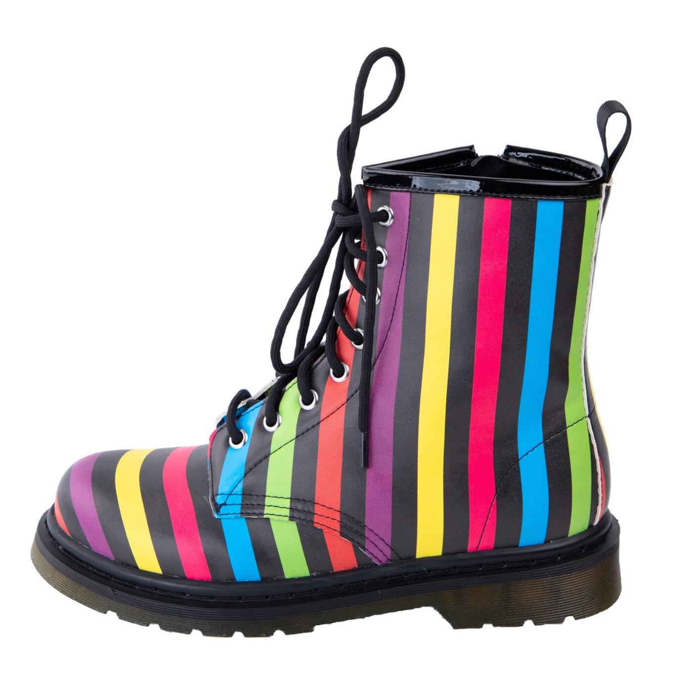 Confetti Wonder Boots by RainbowsAndFairies.com.au (Polka Dots - Rainbow Stripes - Combat Boots - Mismatched Shoes - Side Zip Boots) - SKU: FW_WONDR_CONFT_ORG - Pic-05