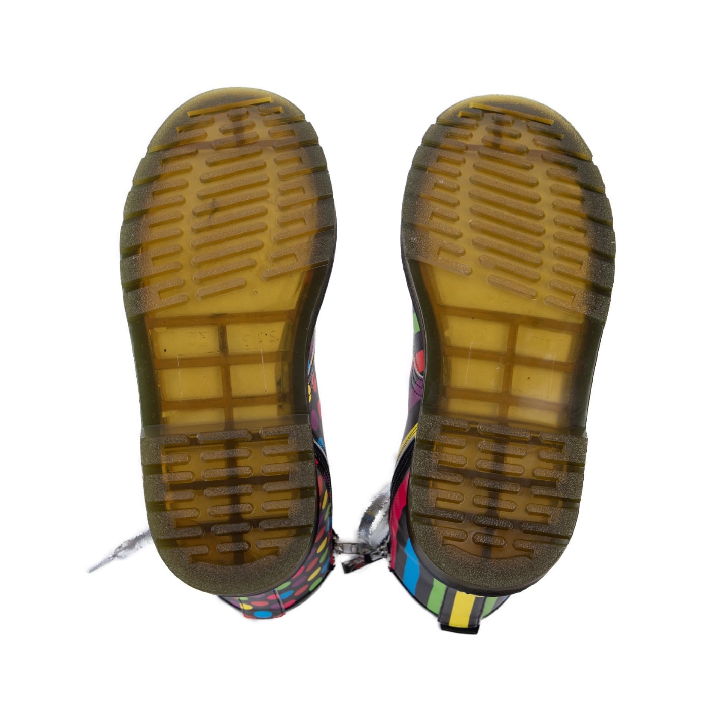Confetti Wonder Boots by RainbowsAndFairies.com.au (Polka Dots - Rainbow Stripes - Combat Boots - Mismatched Shoes - Side Zip Boots) - SKU: FW_WONDR_CONFT_ORG - Pic-10