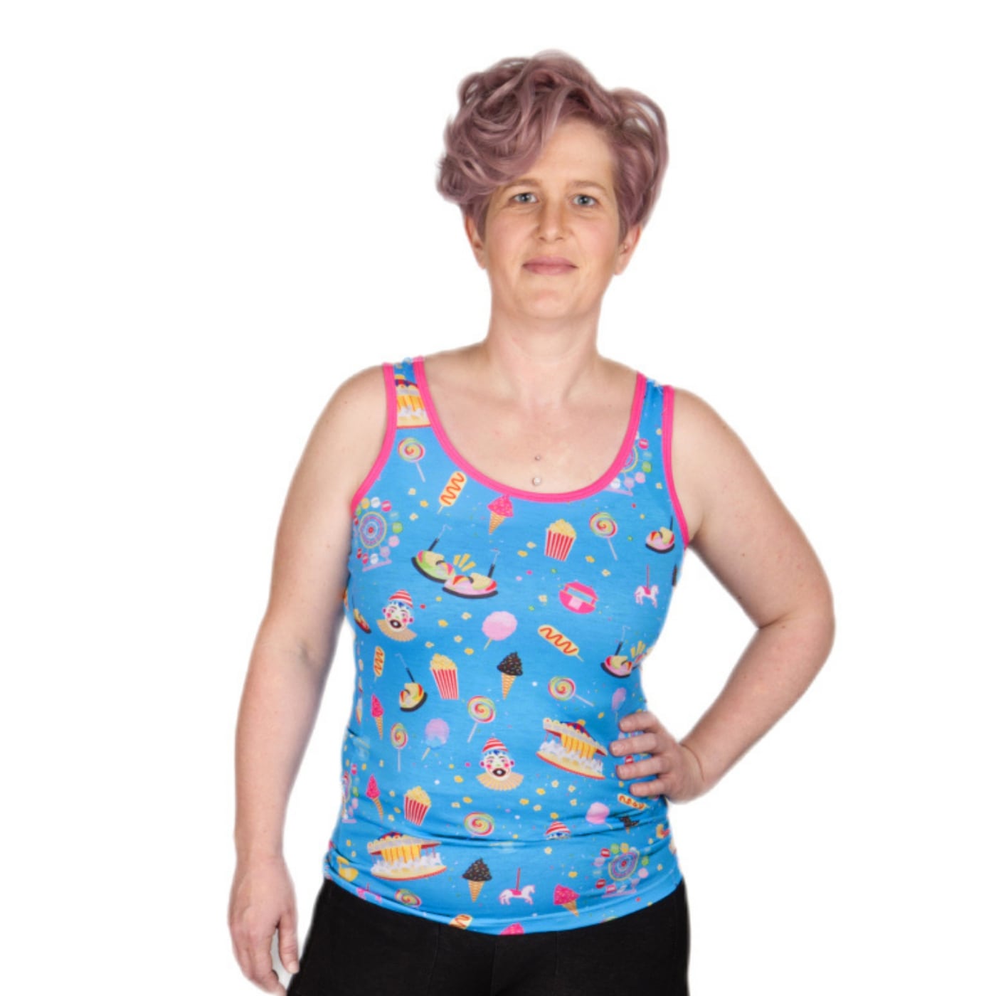 Day At The Fair Singlet Top by RainbowsAndFairies.com.au (Carnival - Ferris Wheel - Carousel - Vintage Inspired - Kitsch - Festival - Tank Top - Fairy Floss) - SKU: CL_SGLET_DAYFA_ORG - Pic-03