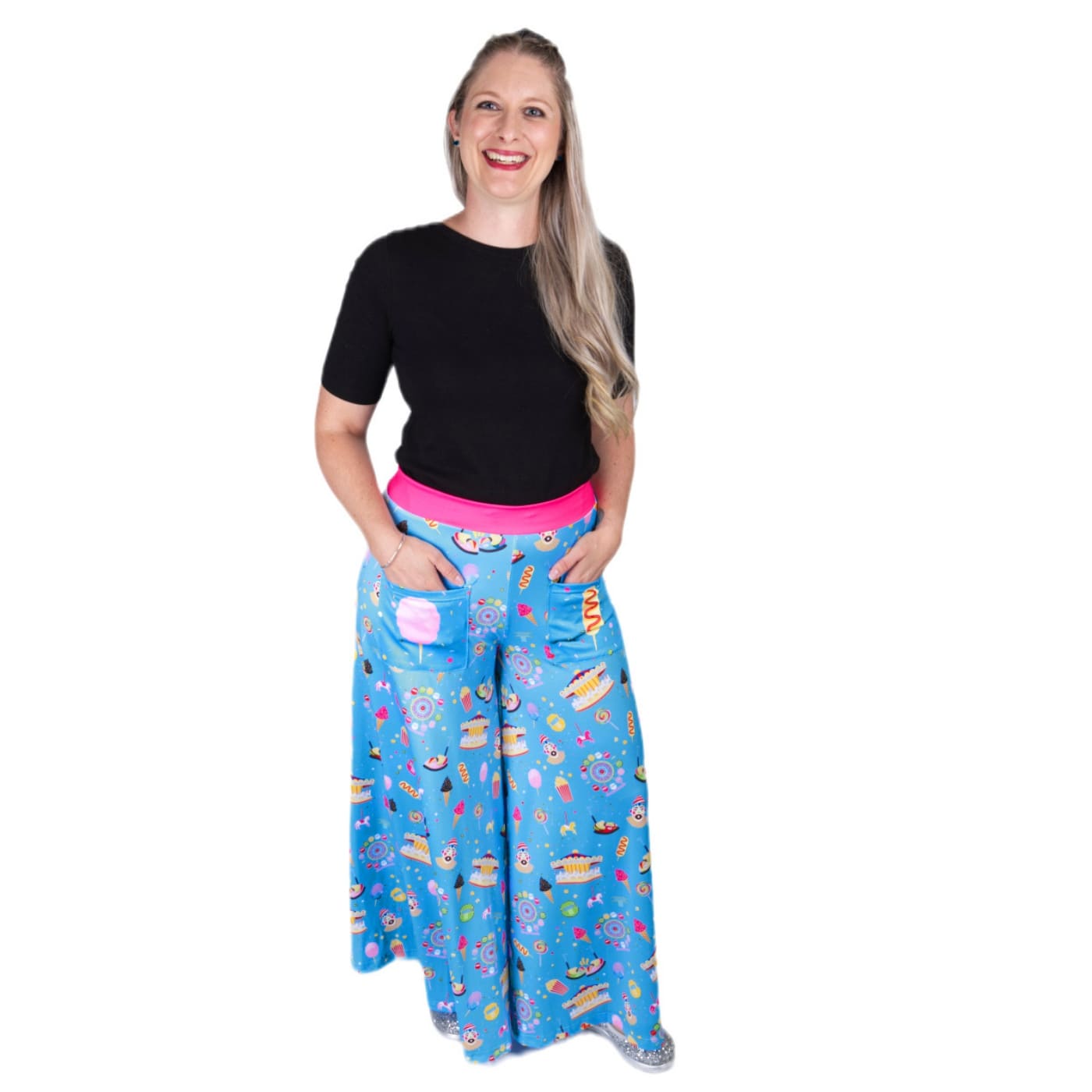 Day At The Fair Wide Leg Pants by RainbowsAndFairies.com.au (Carnival - Carousel - Ferris Wheel - Pants With Pockets - Vintage Inspired - Flares) - SKU: CL_WIDEL_DAYFA_ORG - Pic-05