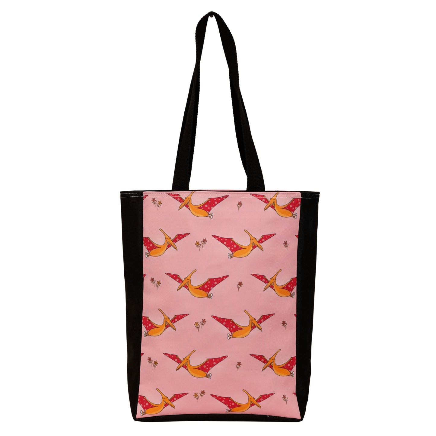 Dino Quirky Tote Bag by RainbowsAndFairies.com (Dinosaur - Velocirapto - Pterodactyl - Handbag - Shoulder Bag - Carry All - Vintage Inspired - Kitsch) - SKU: BG_TOTES_DINOQ_ORG - Pic 03