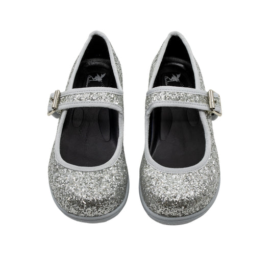 Disco Mary Janes by RainbowsAndFairies.com.au (Silver Glitter - Disco Ball - Sparkle Shoes - Buckle Shoes - Mismatched Shoes - Cute & Comfy) - SKU: FW_MARYJ_DISCO_ORG - Pic-02