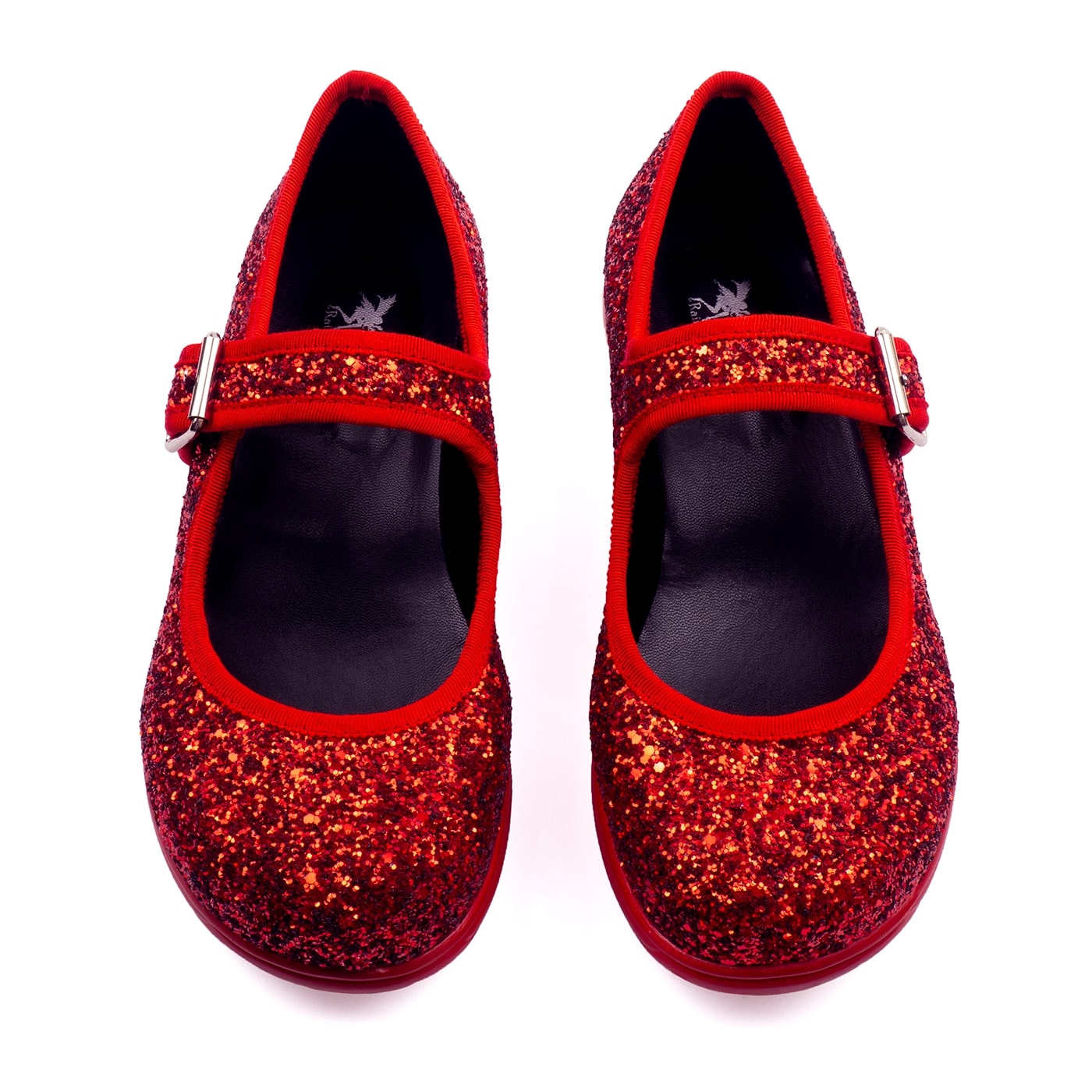 Dorothy Mary Janes by RainbowsAndFairies.com (Red Glitter - Wizard Of Oz - Kansas - Ruby Slippers - Dorothy Shoes) - SKU: FW_MARYJ_DRTHY_ORG - Pic 02