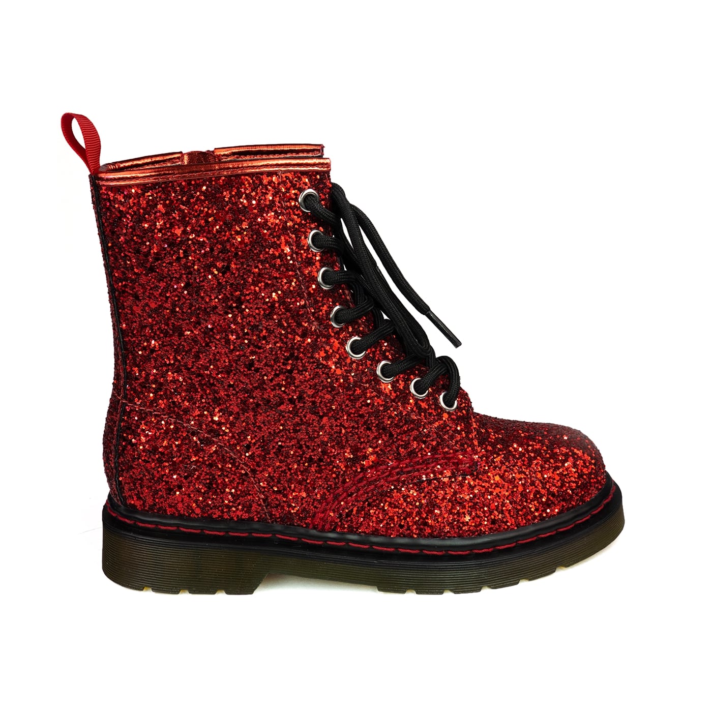 Dorothy Wonder Boots by RainbowsAndFairies.com.au (Red Glitter - Wizard Of Oz - Metallic - Glitter Boots - Combat Boots - Side Zip Boot - Sparkle) - SKU: FW_WONDR_DRTHY_ORG - Pic-04