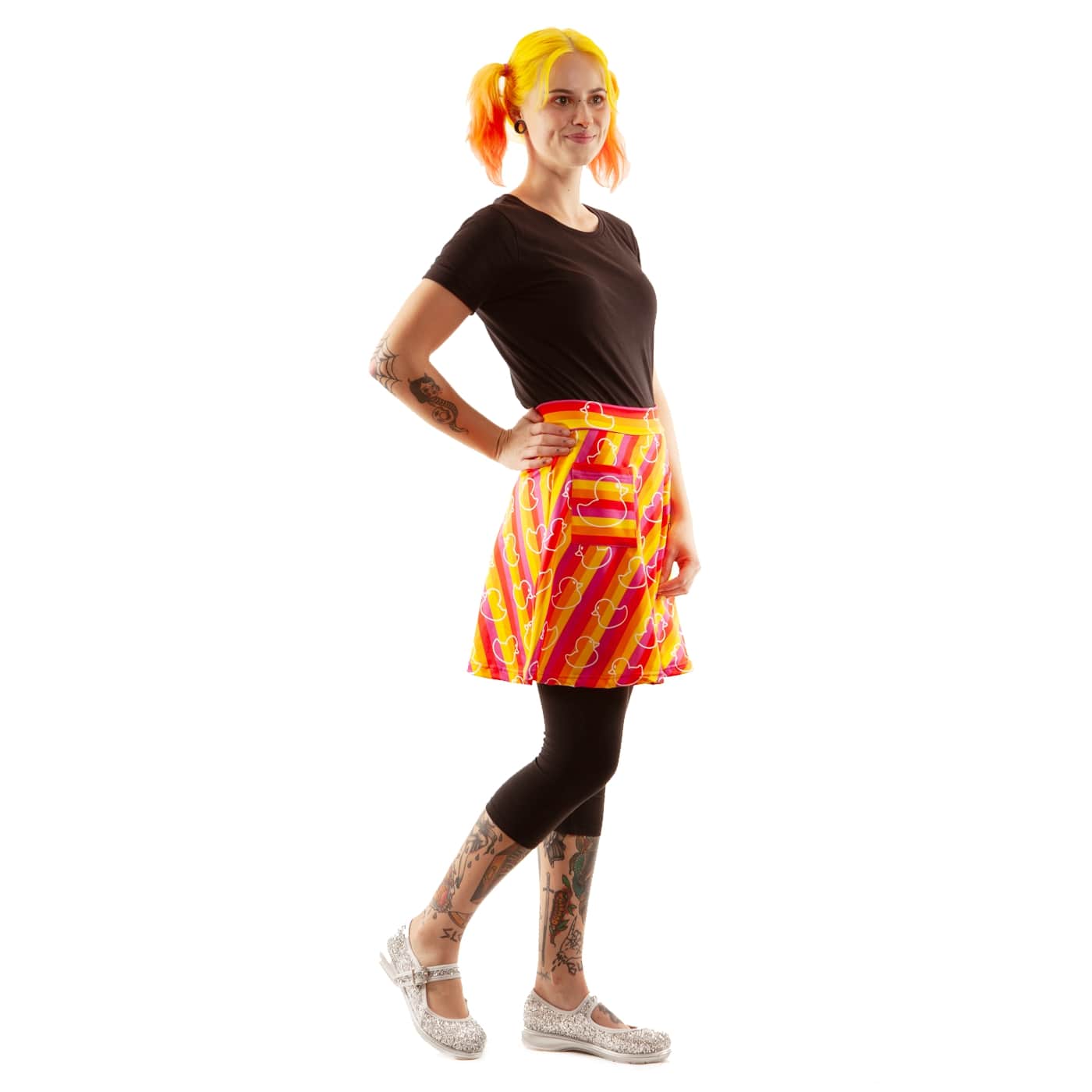 Ducky Short Skirt by RainbowsAndFairies.com (Rubber Duck - Sesame Street - Yellow Duck - Skirt With Pockets - Aline Skirt - Cute Flirty - Vintage Inspired) - SKU: CL_SHORT_DUCKY_ORG - Pic 04