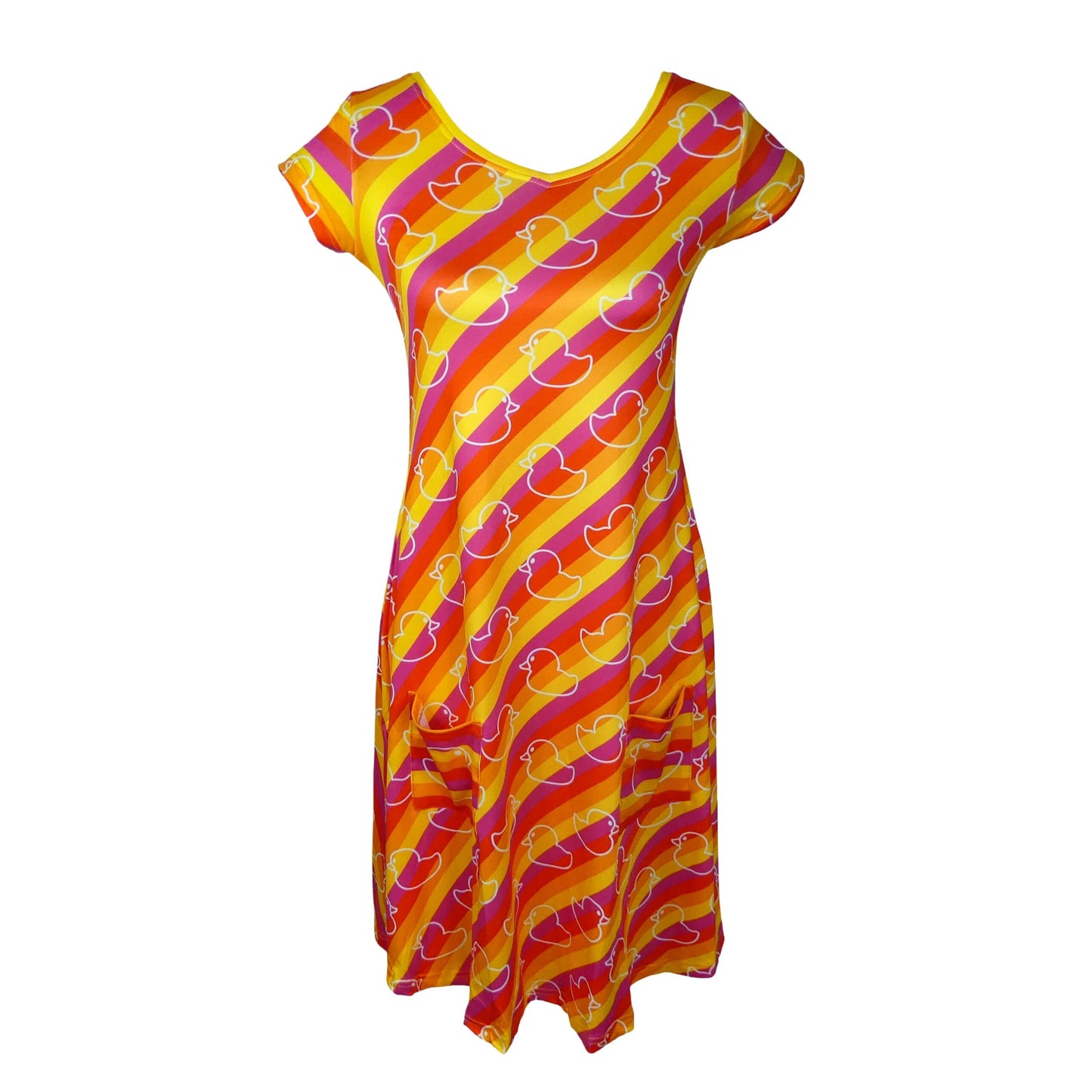 Ducky Tunic Dress by RainbowsAndFairies.com (Rubber Duck - Sesame Street - Dress With Pockets - Mod Retro - Vintage Inspired) - SKU: CL_TUNDR_DUCKY_ORG - 01