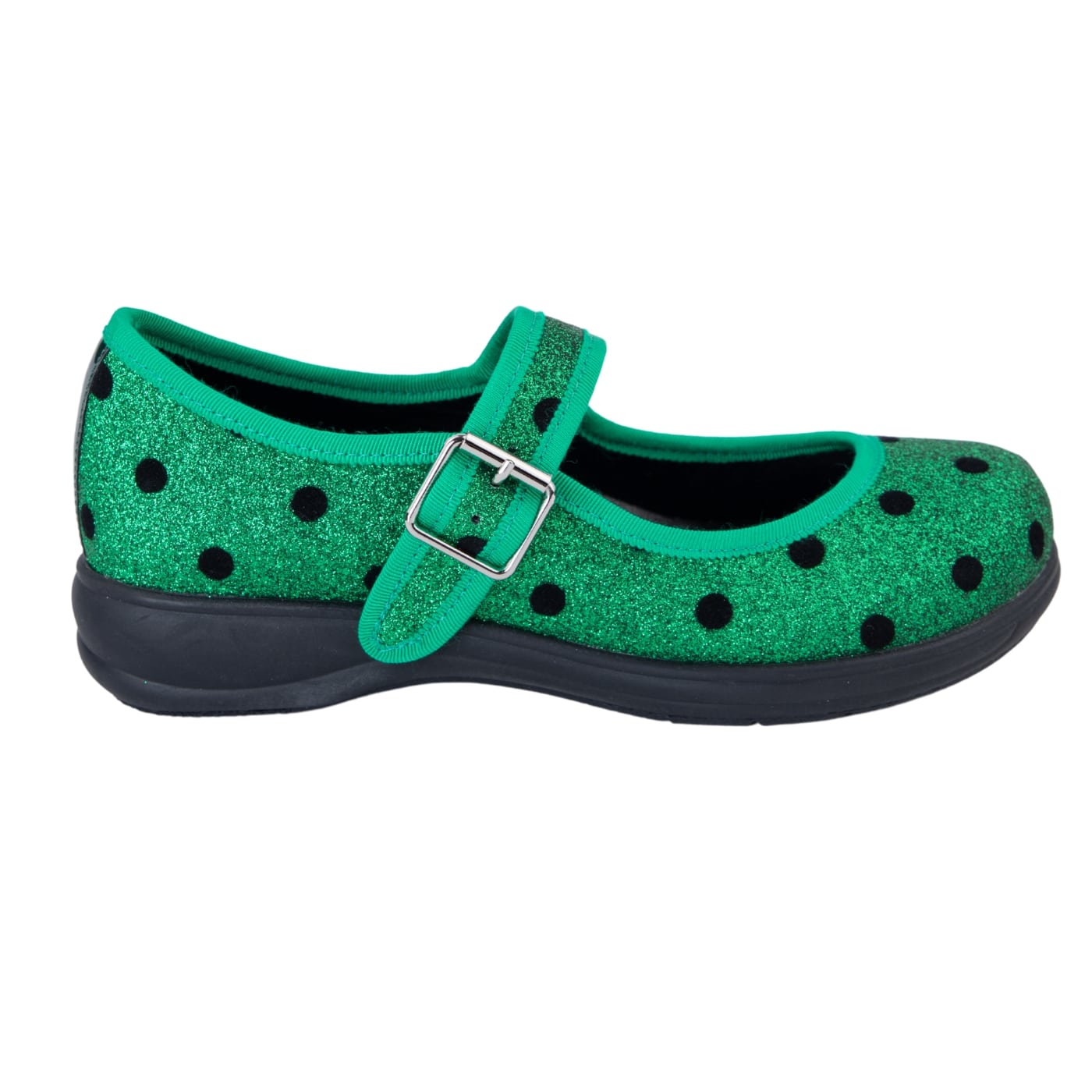 Emerald City Mary Janes by RainbowsAndFairies.com.au (Green Glitter - Wizard Of OZ - Mismatched Shoes - Glitter Shoes - Sparkle) - SKU: FW_MARYJ_EMCTY_ORG - Pic-03