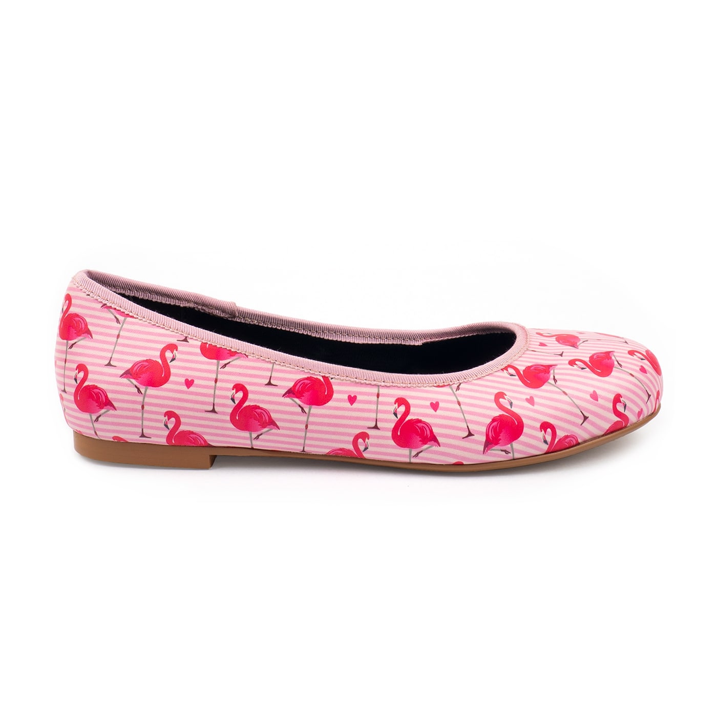 Flamingo Love Ballet Flats by RainbowsAndFairies.com (Flamingos - Pink & White Stripes - Love Hearts - Slip Ons - Shoes) - SKU: FW_BALET_FLOVE_ORG - Pic 04