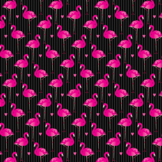Flamingo-Pink-Black-Pinstripe-Tiki-Kitsch-Vintage-Inspired-Mod-RainbowsAndFairies.com-FLOV_BLK-Pic_01