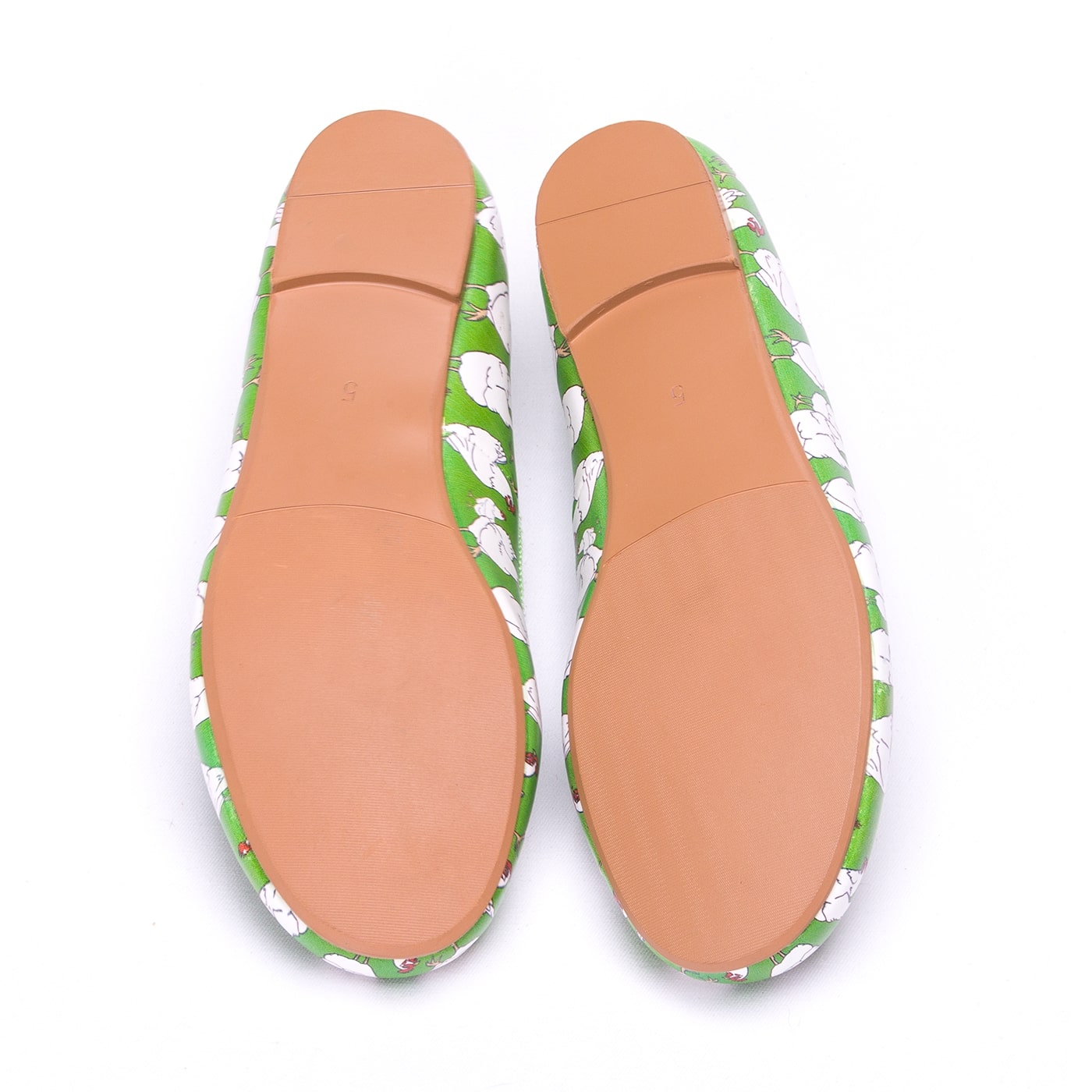 Flock Ballet Flats by RainbowsAndFairies.com (Chicken - Chooks - Bright Green - Quirky Shoes - Slip Ons - Comfy Flats) - SKU: FW_BALET_FLOCK_ORG - Pic 06
