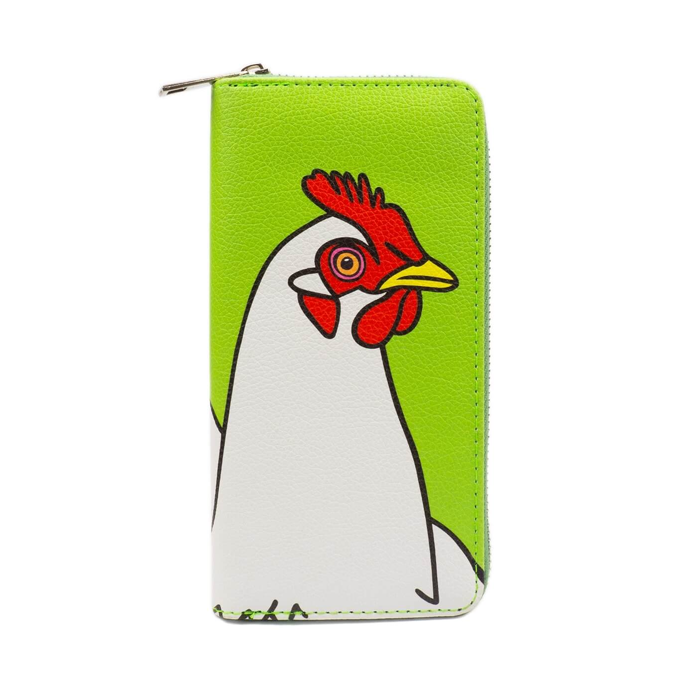 Flock Wallet by RainbowsAndFairies.com (Chicken Purse - Chooks - Green - Quirky Bag) - SKU: BG_WALLT_FLOCK_ORG - Pic 01