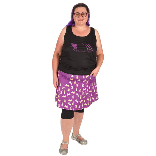 Fluffle Short Skirt by RainbowsAndFairies.com (Rabbit - Bunny - Purple - Skirt With Pockets - Rockabilly - Vintage Inspired) - SKU: CL_SHORT_FLUFF_ORG - Pic 04