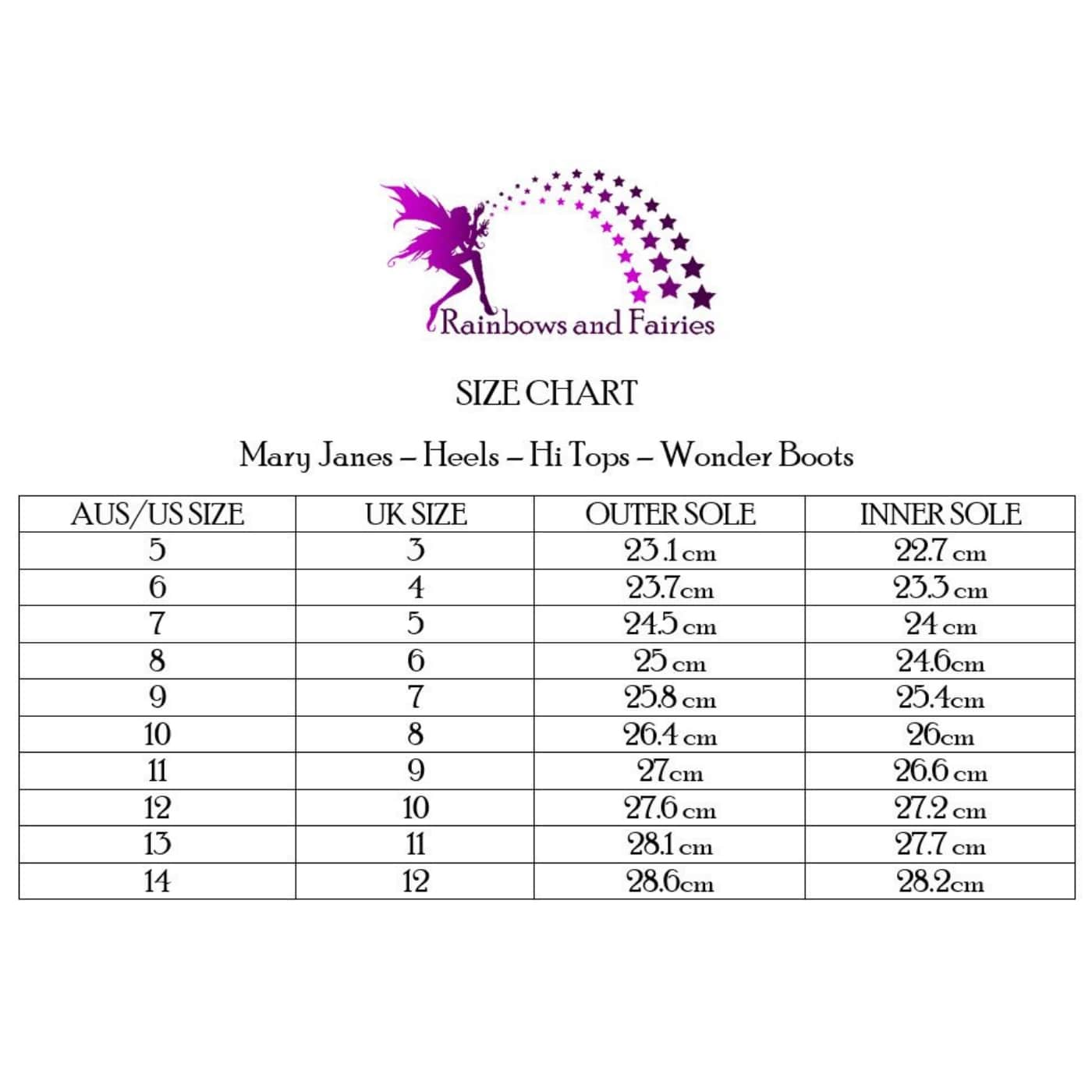 Footwear-Size Chart-RainbowsAndFairies.com.au-FW_CHART_FWEAR_ORG-01