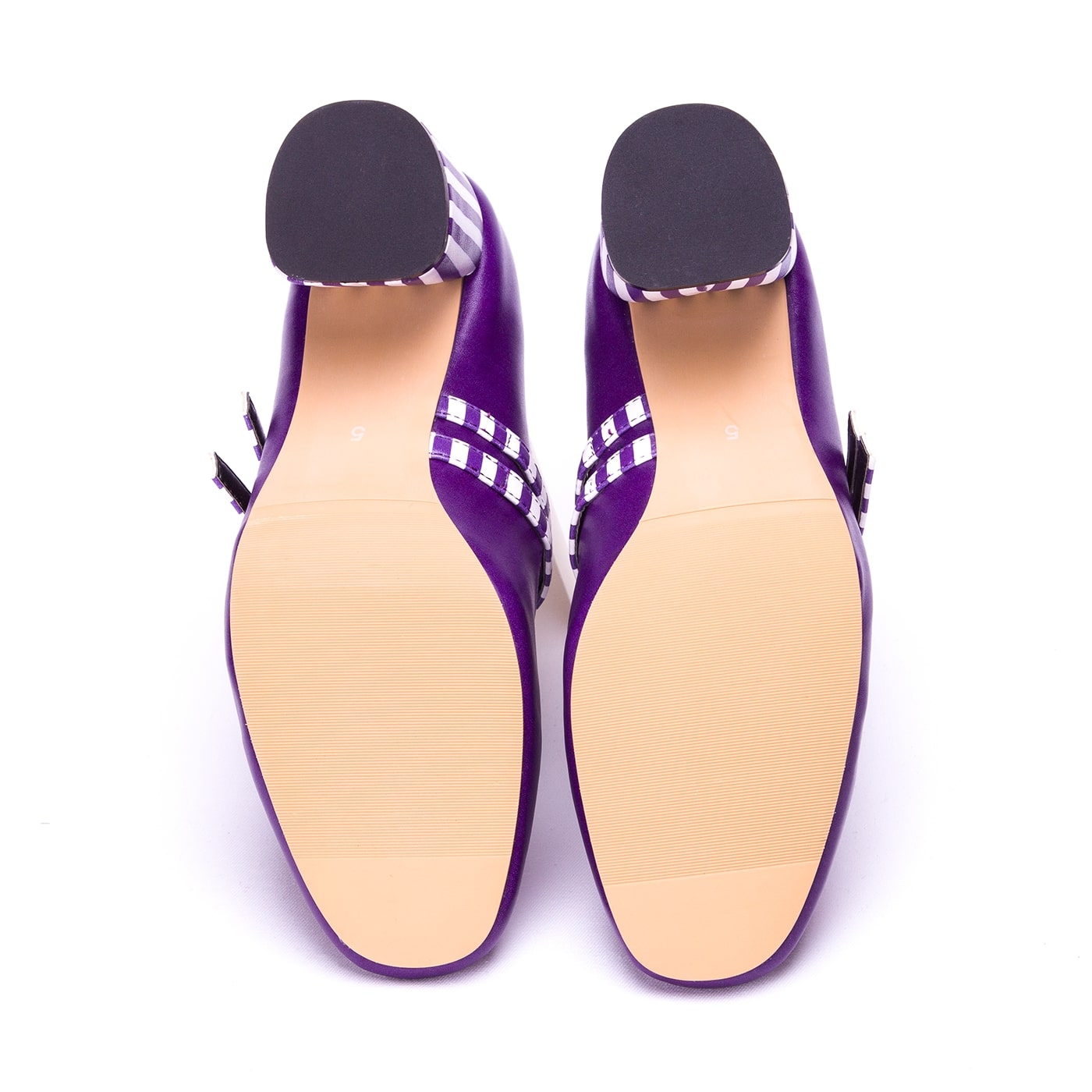 Frolicking Heels by RainbowsAndFairies.com (Flamingo - Purple - Stripes - Quirky Shoes - Comfy Heels - Kitten Heels) - SKU: FW_HEELS_FROLK_ORG - Pic 06