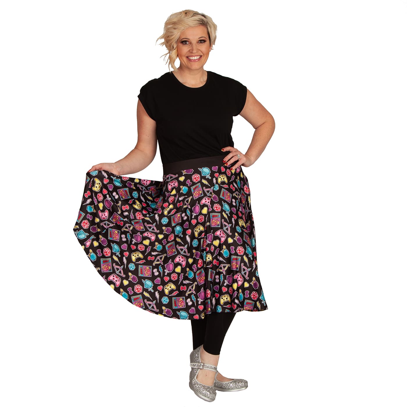 Geek Girl Swishy Skirt by RainbowsAndFairies.com.au (Dungeons & Dragons - Comic Book - Gamer - Rockabilly - Circle Skirt With Pockets - Mod Retro) - SKU: CL_SWISH_GEEKG_ORG - Pic-08