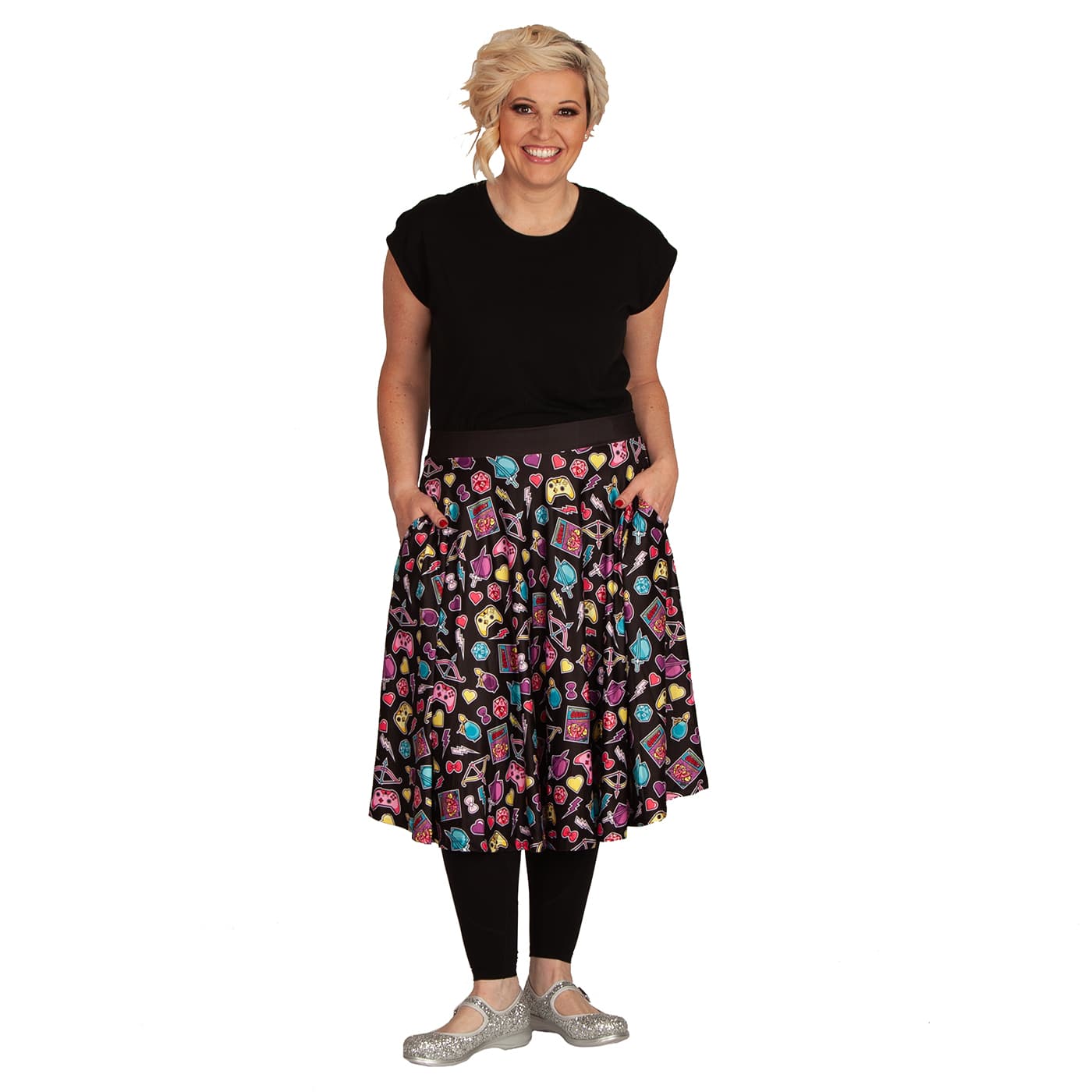 Geek Girl Swishy Skirt by RainbowsAndFairies.com.au (Dungeons & Dragons - Comic Book - Gamer - Rockabilly - Circle Skirt With Pockets - Mod Retro) - SKU: CL_SWISH_GEEKG_ORG - Pic-07