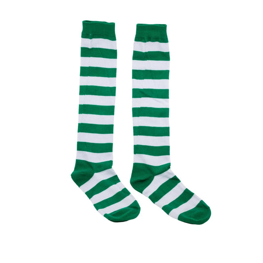 Green & White Stripe Knee High Socks by RainbowsAndFairies.com.au (Stripe Long Socks - Rainbow - Stockings - Colourful Socks - Vintage Inspired) - SKU: FW_SOCKS_STRIPE_G&W - Pic-02