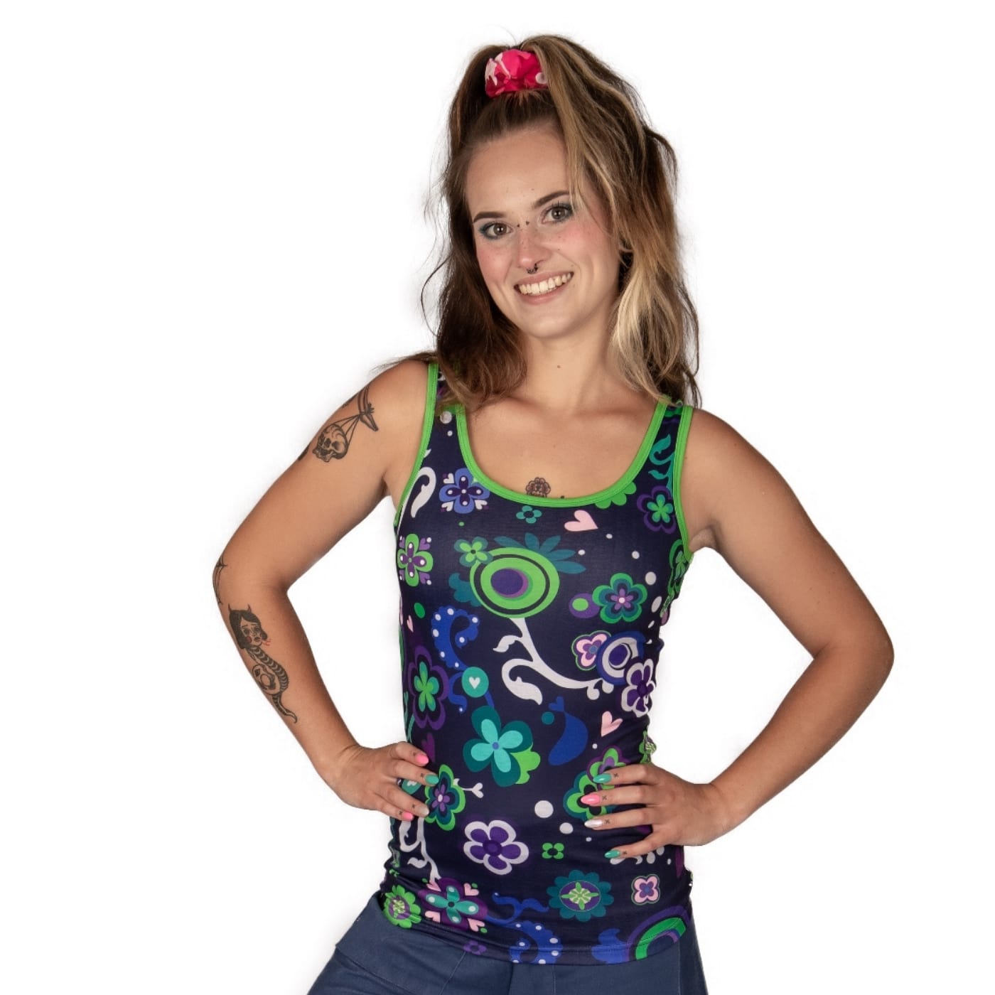 Groovy Enchantment Singlet Top by RainbowsAndFairies.com.au (Psychedelic - Woodstock - Green & Purple - Vintage Inspired - Kitsch - Abstract - Tank Top) - SKU: CL_SGLET_GROOV_ENT - Pic-06