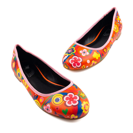Groovy Remix Ballet Flats by RainbowsAndFairies.com (Woodstock - Flower Power - Psychedelic Hippy - Mismatched Shoes - Quirky Shoes - Slip Ones - Comfy Flats - Cute Shoes) - SKU: FW_BALET_GROOV_REM - Pic 01