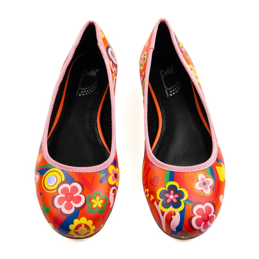 Groovy Remix Ballet Flats by RainbowsAndFairies.com (Woodstock - Flower Power - Psychedelic Hippy - Mismatched Shoes - Quirky Shoes - Slip Ones - Comfy Flats - Cute Shoes) - SKU: FW_BALET_GROOV_REM - Pic 02