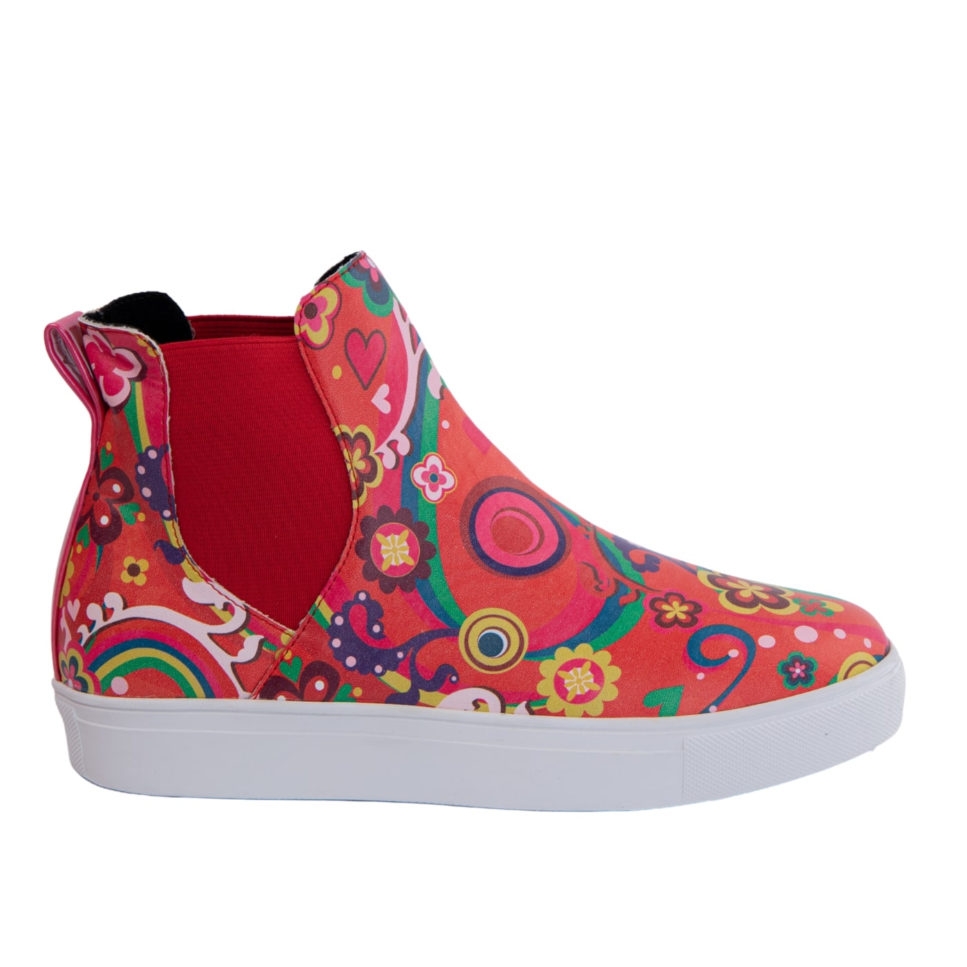 Groovy Remix Hi Tops by RainbowsAndFairies.com.au (Psychedelic - Chelsea Boots - Woodstock - Hippy - Vibrant - Mismatched Shoes - Elastic Side Boots) - SKU: FW_HITOP_GROOV_REM - Pic-03