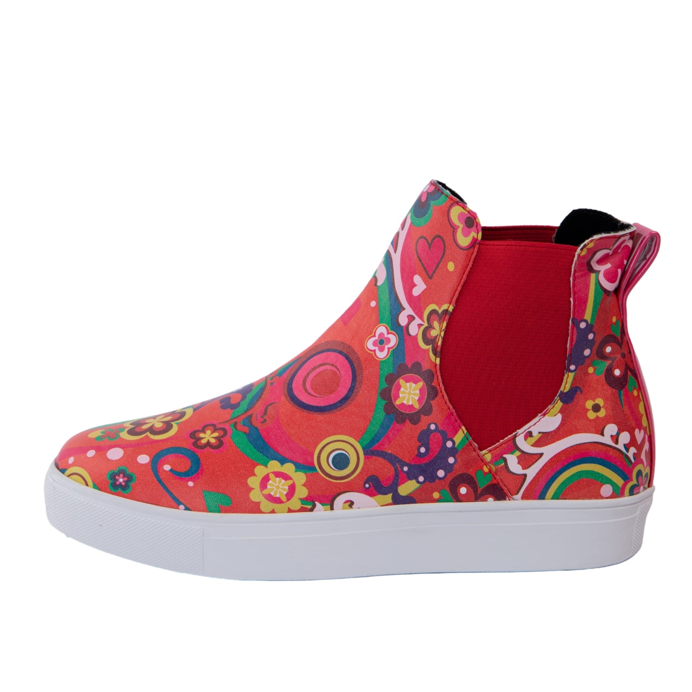 Groovy Remix Hi Tops by RainbowsAndFairies.com.au (Psychedelic - Chelsea Boots - Woodstock - Hippy - Vibrant - Mismatched Shoes - Elastic Side Boots) - SKU: FW_HITOP_GROOV_REM - Pic-04
