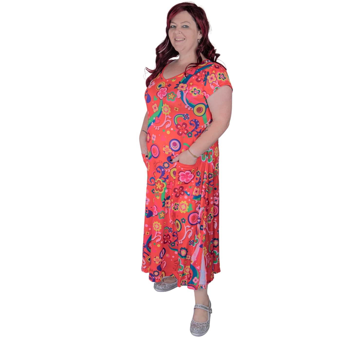 Groovy Remix Maxi Dress by RainbowsAndFairies.com.au (Woodstock - Psychedelic - Retro Print - Boho - Dress With Pockets - Long Dress - Vintage Inspired) - SKU: CL_MAXID_GROOV_REM - Pic-02