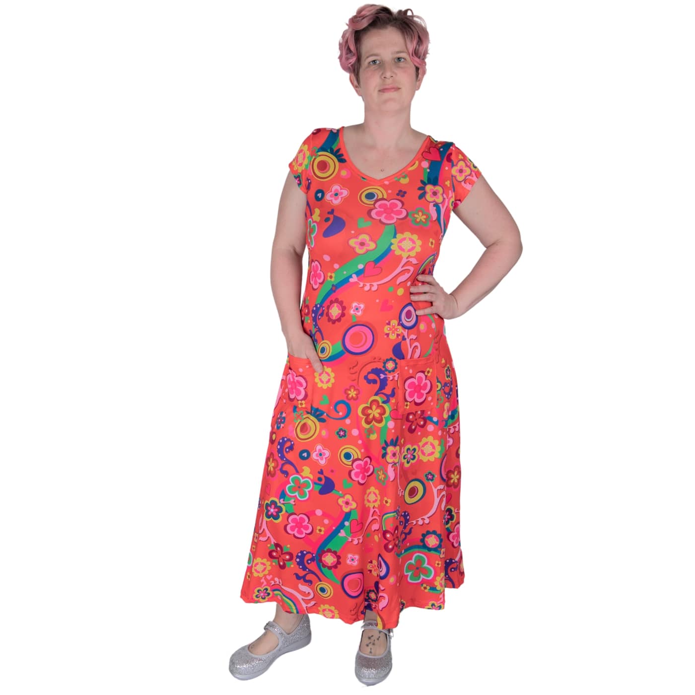 Groovy Remix Maxi Dress by RainbowsAndFairies.com.au (Woodstock - Psychedelic - Retro Print - Boho - Dress With Pockets - Long Dress - Vintage Inspired) - SKU: CL_MAXID_GROOV_REM - Pic-04