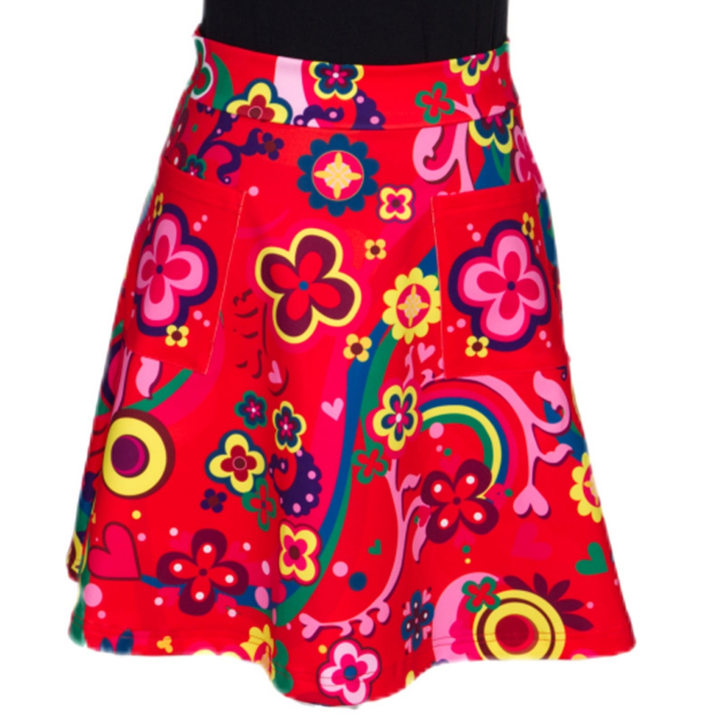 Groovy Remix Short Skirt by RainbowsAndFairies.com.au (Psychedelic - Woodstock - 70s Wallpaper - Kitsch - Aline Skirt With Pockets - Vintage Inspired) - SKU: CL_SHORT_GROOV_REM - Pic-02
